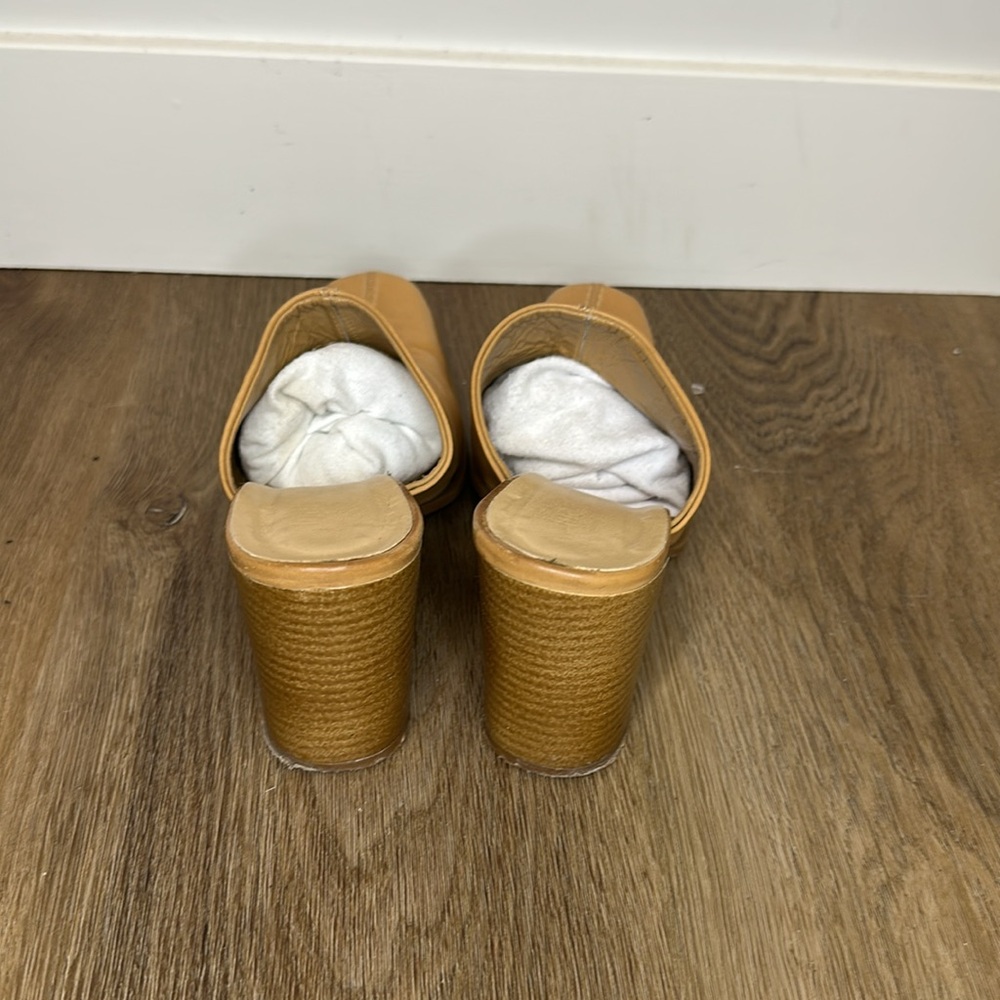 Tan Camel Leather Mules Made in Italy 3”  Heel Size 37 LUCA FERRI - Picture 7 of 13